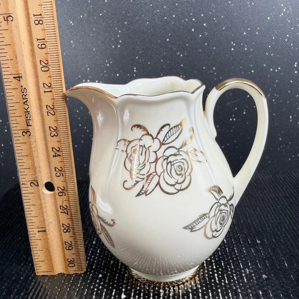 Bavaria Porcelain Sugar Bowl and Creamer Set Gold Rose Gilded Cream Vintage